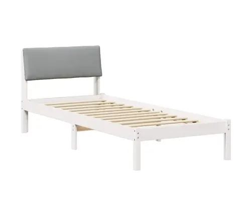 Gultas Rāmis Ar Galvas Klāju Balts Un Gaiši Pelēks 80 X 200 Cm Vidaxl
