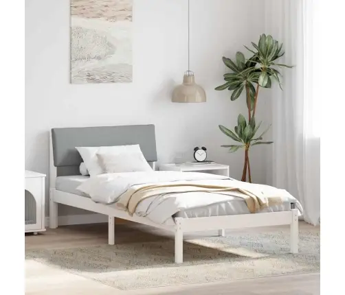 Gultas Rāmis Ar Galvas Klāju Balts Un Gaiši Pelēks 90 X 190 Cm Vidaxl