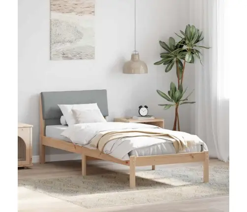 Gultas Rāmis Ar Galvas Klāju Brūna Un Gaiši Pelēka 75 X 190 Cm Vidaxl