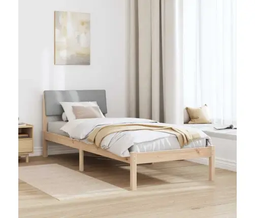 Gultas Rāmis Ar Galvas Klāju Brūna Un Gaiši Pelēka 75 X 190 Cm Vidaxl