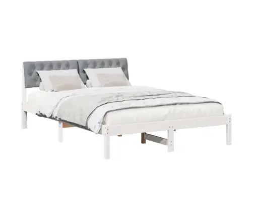 Beti Raam Peaga Valge Ja Helehall 160 X 200 Cm Männipuit