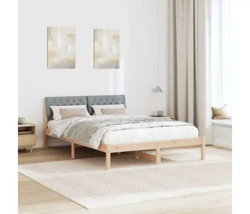 Gultas Rāmis Ar Galvas Klāju Brūna Un Gaiši Pelēka 150 X 200 Cm Vidaxl