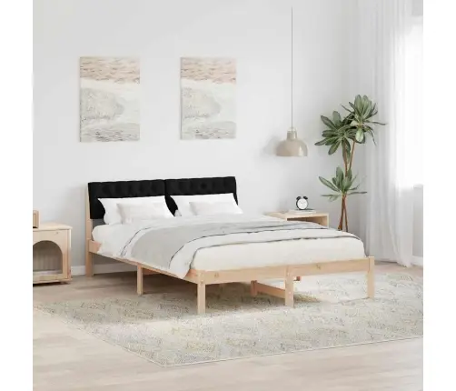 Gultas Rāmis Brūna Un Melna 140 X 200 Cm Priedes Masīvkoks Vidaxl