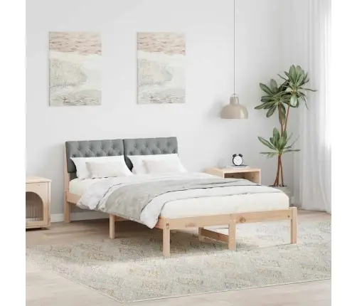 Gultas Rāmis Ar Galvas Klāju Brūna Un Gaiši Pelēka 120 X 200 Cm Vidaxl