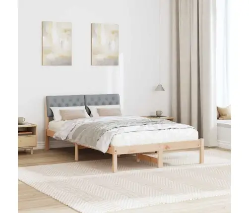 Gultas Rāmis Ar Galvas Klāju Brūna Un Gaiši Pelēka 120 X 200 Cm Vidaxl