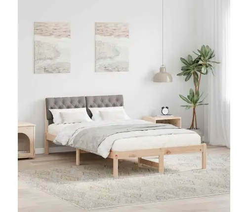 Gultas Rāmis Braun Un Taupe 120 X 200 Cm Priedes Masīvkoks Vidaxl