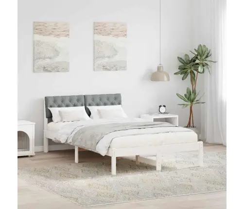 Gultas Rāmis Ar Galvas Klāju Balts Un Gaiši Pelēks 120 X 200 Cm Vidaxl