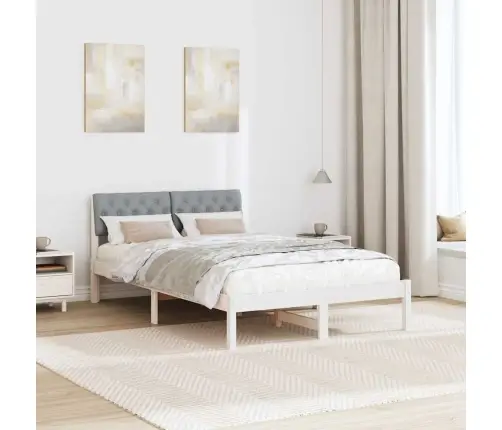 Gultas Rāmis Ar Galvas Klāju Balts Un Gaiši Pelēks 120 X 200 Cm Vidaxl