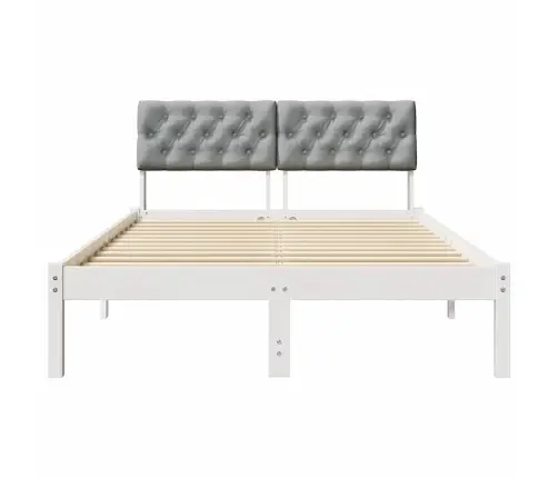 Gultas Rāmis Ar Galvas Klāju Balts Un Gaiši Pelēks 120 X 200 Cm Vidaxl