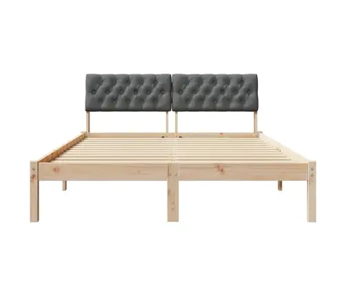 Gultas Rāmis Ar Galvas Klāju Brūns Un Tumši Pelēks 140 X 190 Cm Vidaxl