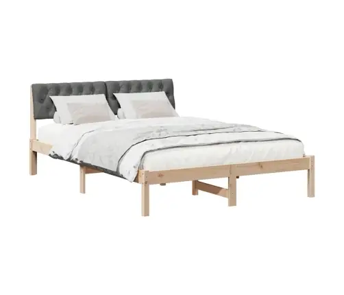 Gultas Rāmis Ar Galvas Klāju Brūns Un Tumši Pelēks 140 X 190 Cm Vidaxl