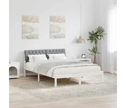 Lovos Rėmas Balta Ir Šviesiai Pilka 140 X 190 Cm Pušies Masyvas