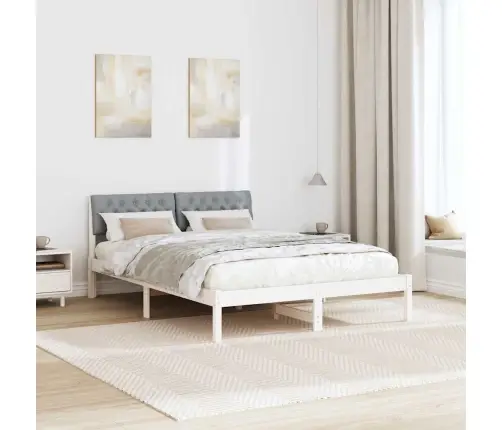 Lovos Rėmas Balta Ir Šviesiai Pilka 140 X 190 Cm Pušies Masyvas
