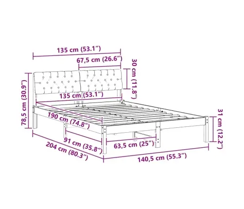 Beti Raam Peaga Pruun Ja Must 135 X 190 Cm Männipuit