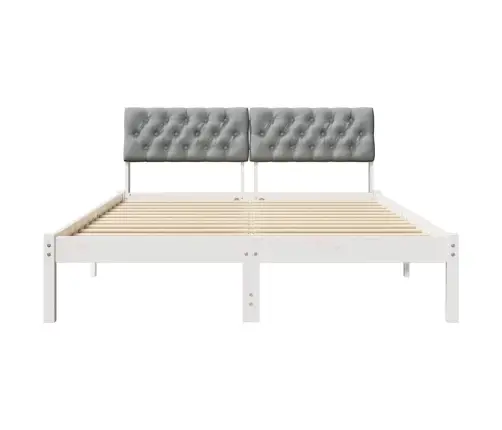 Gultas Rāmis Ar Galvas Klāju Balts Un Gaiši Pelēks 135 X 190 Cm Vidaxl