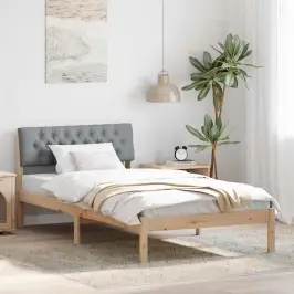 Gultas Rāmis Ar Galvas Klāju Brūna Un Gaiši Pelēka 100 X 200 Cm Vidaxl