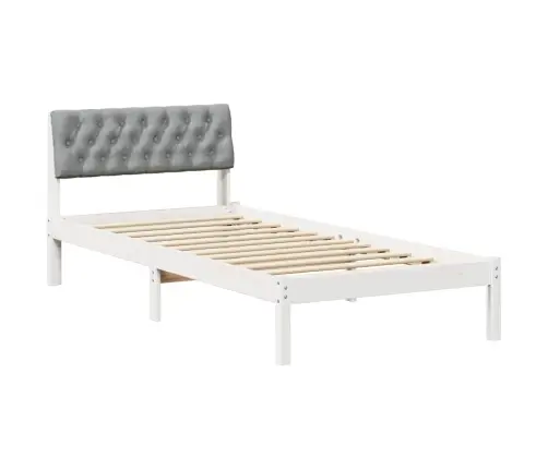 Gultas Rāmis Ar Galvas Klāju Balts Un Gaiši Pelēks 90 X 200 Cm Vidaxl