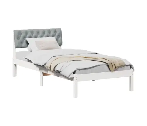 Gultas Rāmis Ar Galvas Klāju Balts Un Gaiši Pelēks 90 X 200 Cm Vidaxl