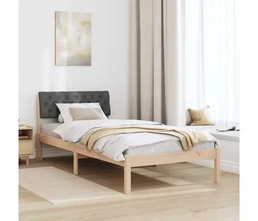 Gultas Rāmis Ar Galvas Klāju Brūns Un Tumši Pelēks 90 X 190 Cm Vidaxl