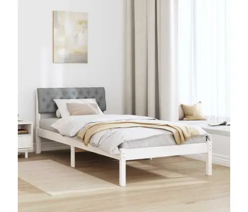 Beti Raam Peaga Valge Ja Helehall 90 X 190 Cm Männipuit