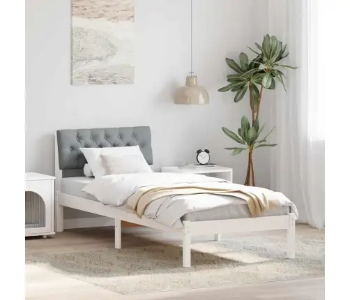 Gultas Rāmis Ar Galvas Klāju Balts Un Gaiši Pelēks 75 X 190 Cm Vidaxl