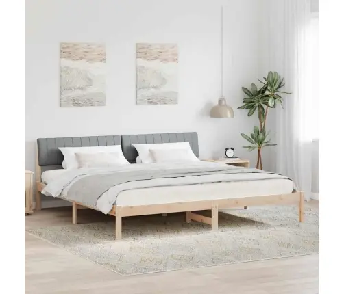 Gultas Rāmis Ar Galvas Klāju Brūna Un Gaiši Pelēka 160 X 200 Cm Vidaxl