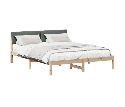 Gultas Rāmis Ar Galvas Klāju Brūns Un Tumši Pelēks 150 X 200 Cm Vidaxl