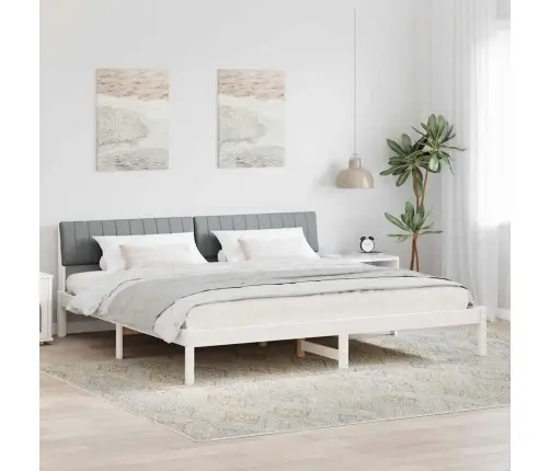 Gultas Rāmis Ar Galvas Klāju Balts Un Gaiši Pelēks 150 X 200 Cm Vidaxl