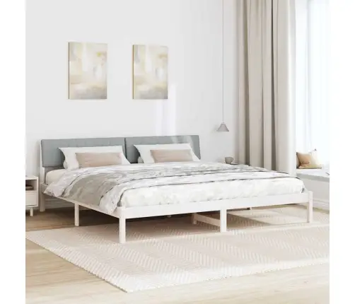 Gultas Rāmis Ar Galvas Klāju Balts Un Gaiši Pelēks 150 X 200 Cm Vidaxl