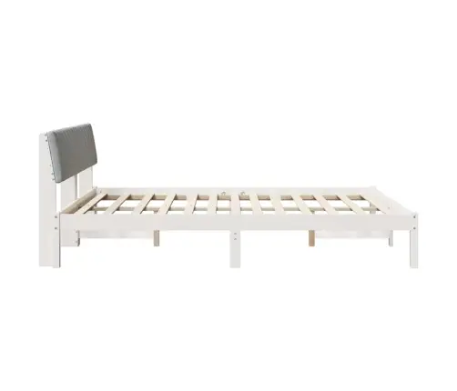 Gultas Rāmis Ar Galvas Klāju Balts Un Gaiši Pelēks 150 X 200 Cm Vidaxl