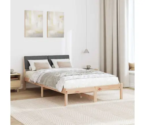 Gultas Rāmis Ar Galvas Klāju Brūns Un Tumši Pelēks 120 X 200 Cm Vidaxl