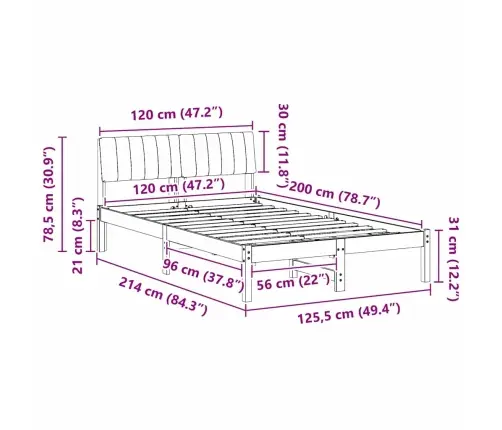 Beti Raam Peaga Pruun Ja Taupe 120 X 200 Cm Männipuit