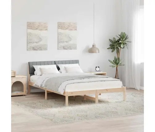 Gultas Rāmis Ar Galvas Klāju Brūna Un Gaiši Pelēka 140 X 190 Cm Vidaxl