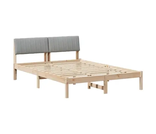 Gultas Rāmis Ar Galvas Klāju Brūna Un Gaiši Pelēka 140 X 190 Cm Vidaxl