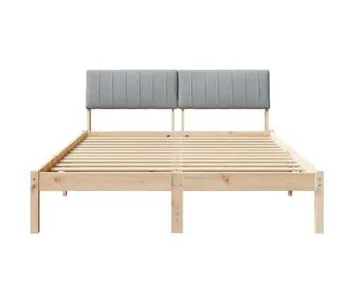 Gultas Rāmis Ar Galvas Klāju Brūna Un Gaiši Pelēka 140 X 190 Cm Vidaxl