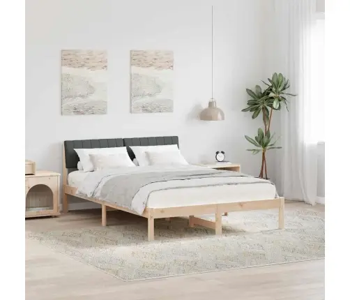 Gultas Rāmis Ar Galvas Klāju Brūns Un Tumši Pelēks 140 X 190 Cm Vidaxl