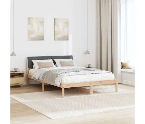 Gultas Rāmis Ar Galvas Klāju Brūns Un Tumši Pelēks 140 X 190 Cm Vidaxl