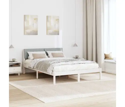Lovos Rėmas Balta Ir Šviesiai Pilka 140 X 190 Cm Pušies Masyvas