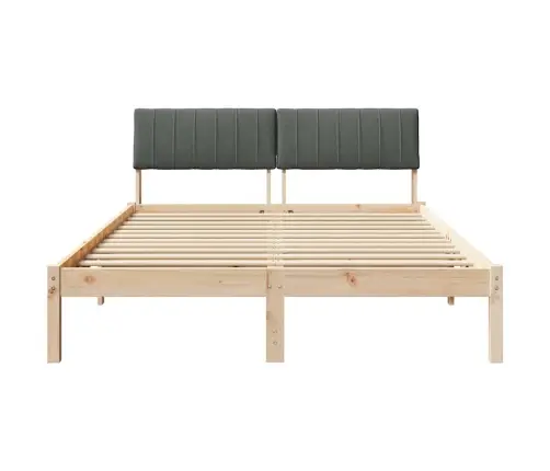 Gultas Rāmis Ar Galvas Klāju Brūns Un Tumši Pelēks 135 X 190 Cm Vidaxl