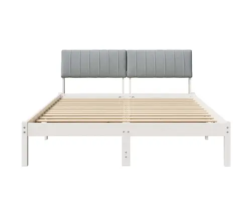 Gultas Rāmis Ar Galvas Klāju Balts Un Gaiši Pelēks 135 X 190 Cm Vidaxl