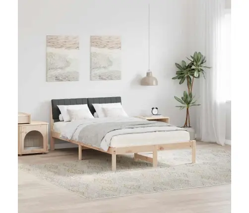 Gultas Rāmis Ar Galvas Klāju Brūns Un Tumši Pelēks 120 X 190 Cm Vidaxl