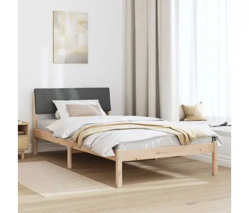 Gultas Rāmis Ar Galvas Klāju Brūns Un Tumši Pelēks 100 X 200 Cm Vidaxl