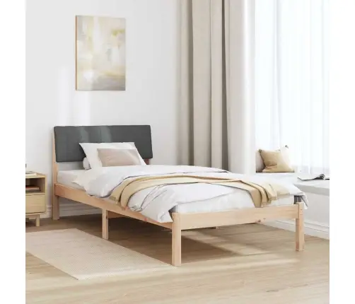 Gultas Rāmis Ar Galvas Klāju Brūns Un Tumši Pelēks 90 X 200 Cm Vidaxl