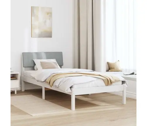 Gultas Rāmis Ar Galvas Klāju Balts Un Gaiši Pelēks 90 X 200 Cm Vidaxl