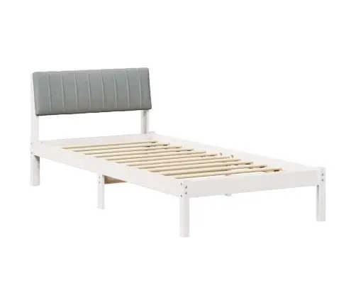 Gultas Rāmis Ar Galvas Klāju Balts Un Gaiši Pelēks 90 X 200 Cm Vidaxl