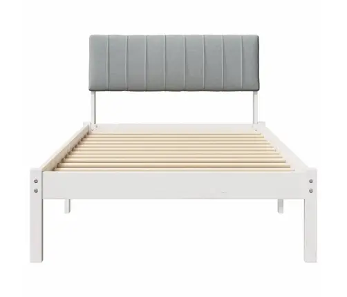 Gultas Rāmis Ar Galvas Klāju Balts Un Gaiši Pelēks 90 X 200 Cm Vidaxl