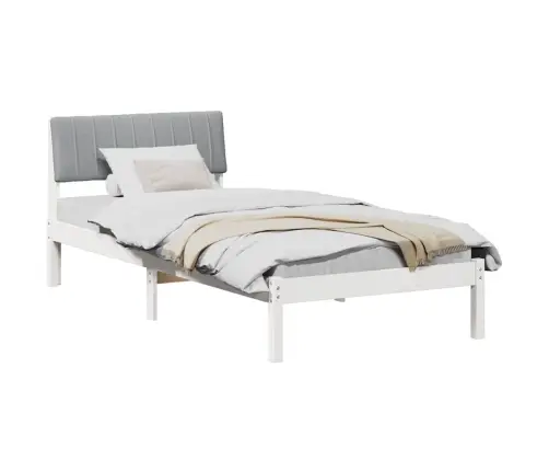 Gultas Rāmis Ar Galvas Klāju Balts Un Gaiši Pelēks 90 X 200 Cm Vidaxl