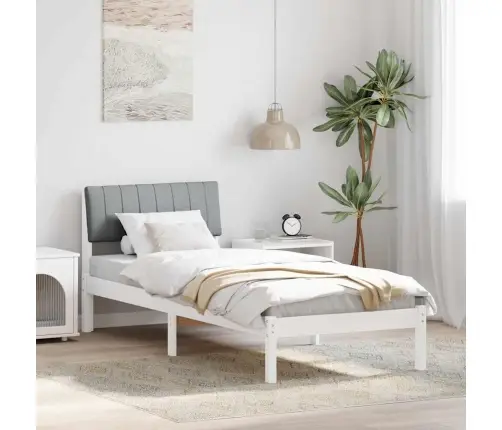 Gultas Rāmis Ar Galvas Klāju Balts Un Gaiši Pelēks 80 X 200 Cm Vidaxl