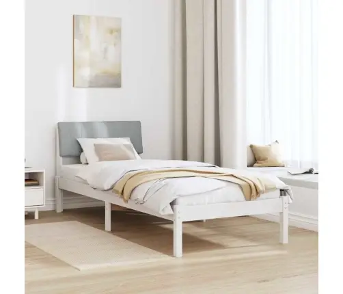 Gultas Rāmis Ar Galvas Klāju Balts Un Gaiši Pelēks 80 X 200 Cm Vidaxl