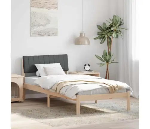 Gultas Rāmis Ar Galvas Klāju Brūns Un Tumši Pelēks 90 X 190 Cm Vidaxl